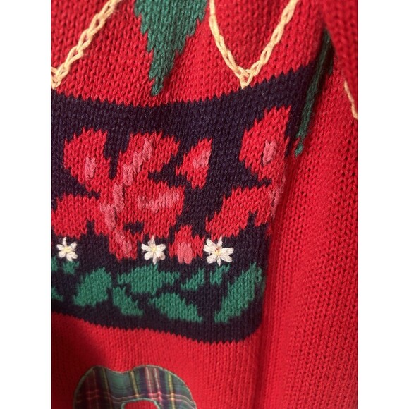 VTG Susan Bristol Cardigan Sweater 90s Teacher Apple Flowers Cottagecore Sz M - Picture 7 of 14